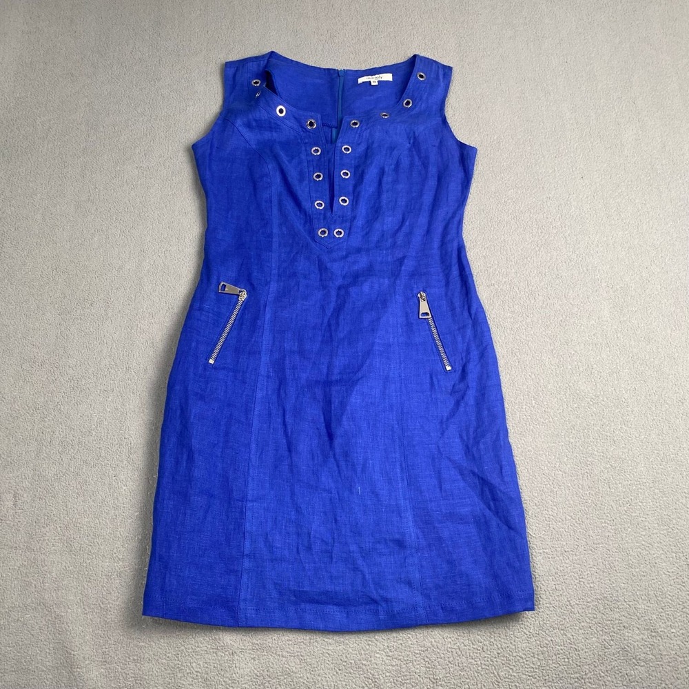 Mariely Women's‎ Dress size 38 blue Short Sleeve Zipper Knee Length.